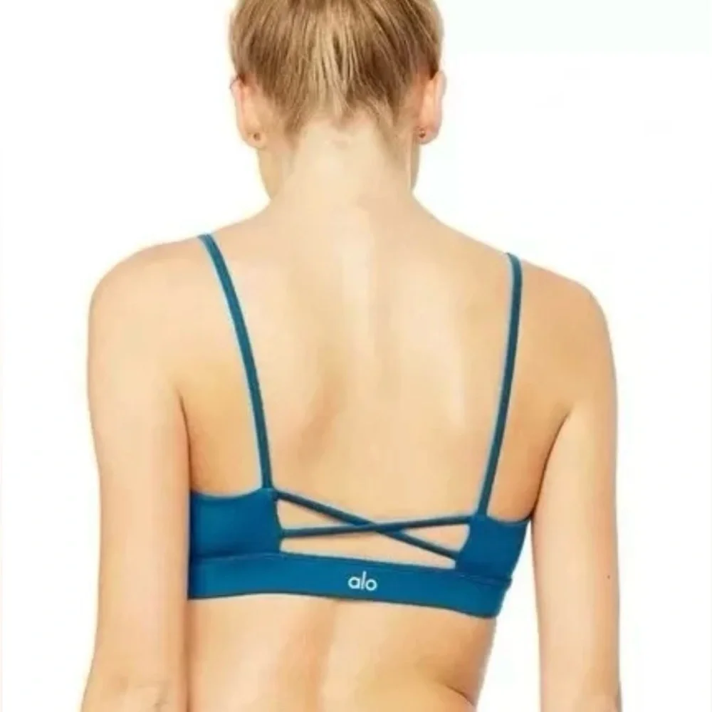 NWOT Alo Yoga Interlace Sports Bra Legion Blue Size S